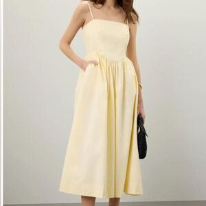 Ronny Kobo Yellow Corset Midi Dress